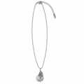 PO065 - Silver MOP Leaf CZ Feather Ball Chain Ogrlica od hirurškog čelika