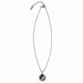 PO059 - Silver Black Swan Pavé Halo Pendant Ogrlica od hirurškog čelika