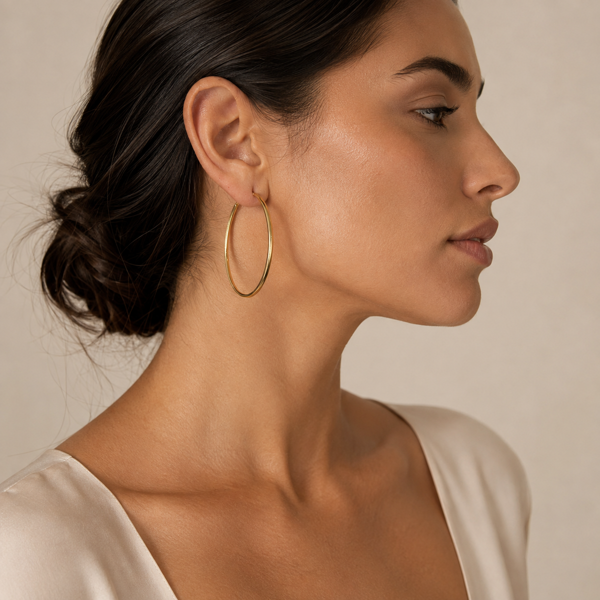 PM090G – Gold Thin Plain 54 mm Hoop Minđuše