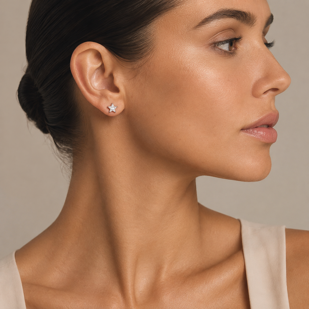 PM156 – Silver CZ Star Cut Stud Minđuše