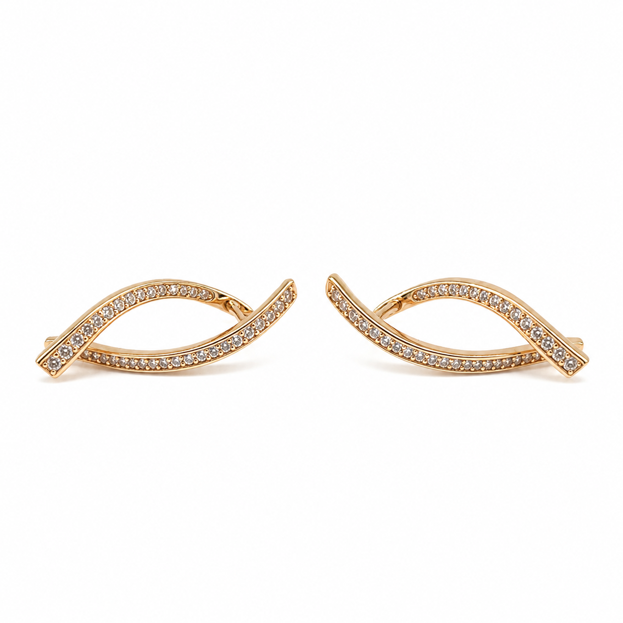 PM026G – Gold Twisted Wave CZ Ear Crawler Minđuše
