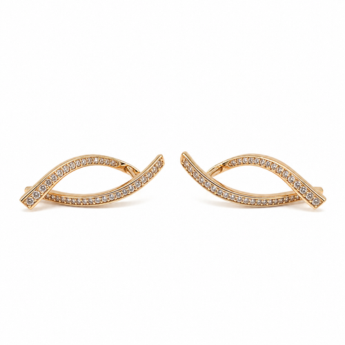 PM026G – Gold Twisted Wave CZ Ear Crawler Minđuše
