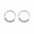 PM151 – Silver Baguette Row Huggie Hoop Minđuše