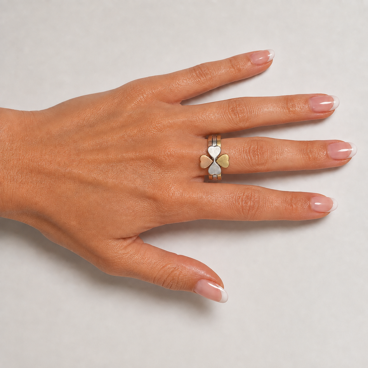 PP020 – Silver Gold Rose Gold Heart Stack Prsten Set