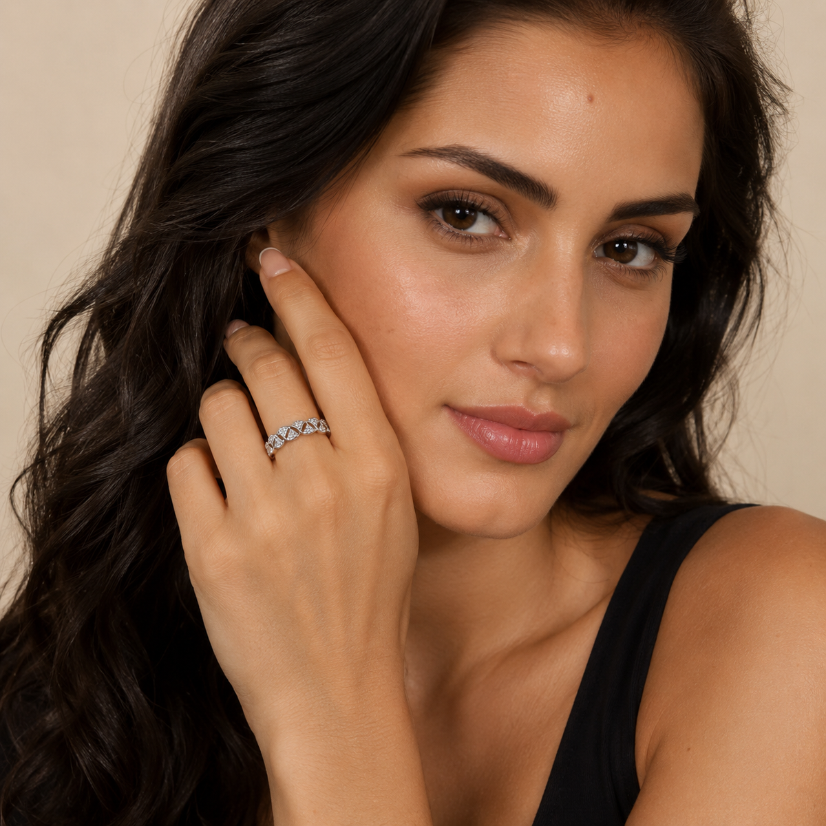 PP036 – Silver Pavé Diamond Lattice Eternity Prsten