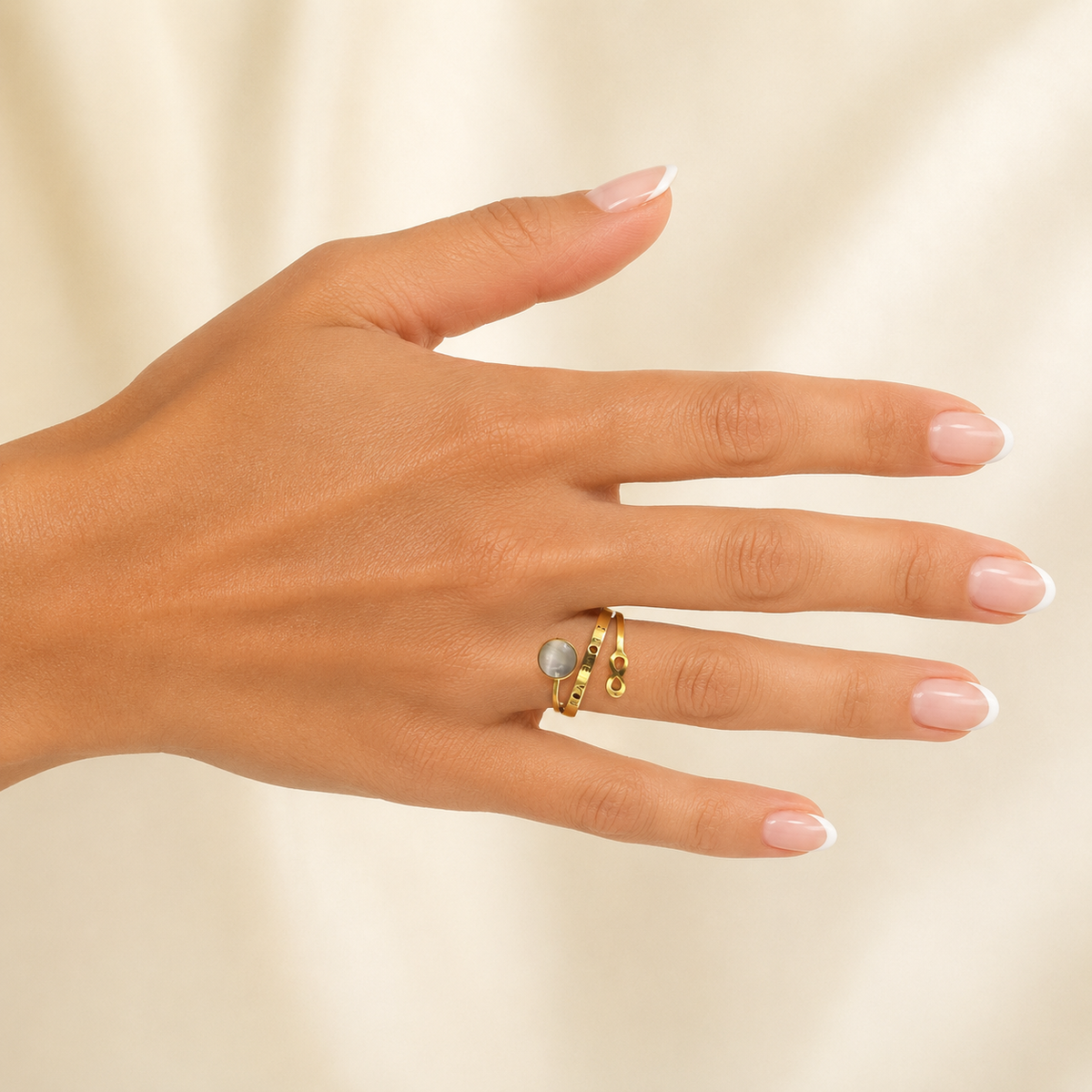 PP015G – Gold Double Band Infinity Love Stone Prsten