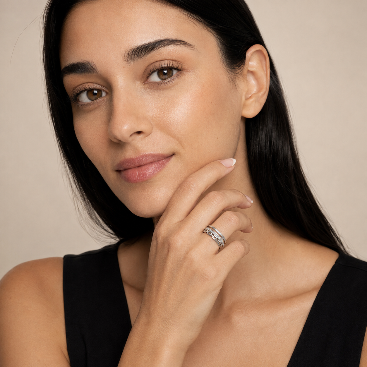 PP025 – Silver Triple Solitaire Stack Prsten Set