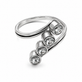 PP009 – Silver Quad Crystal Bezel Open Prsten