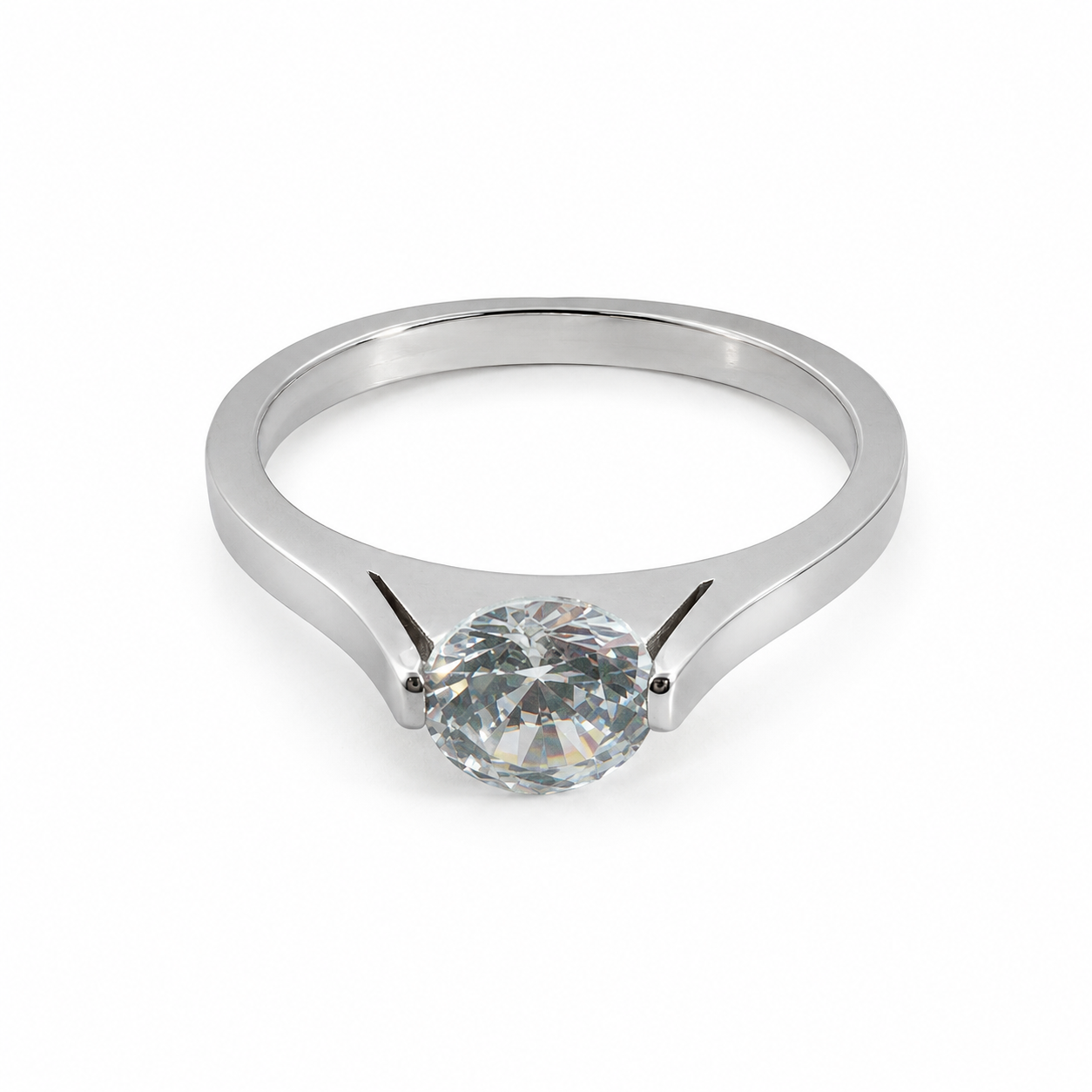 PP010 – Silver Oval Crystal Solitaire Prsten