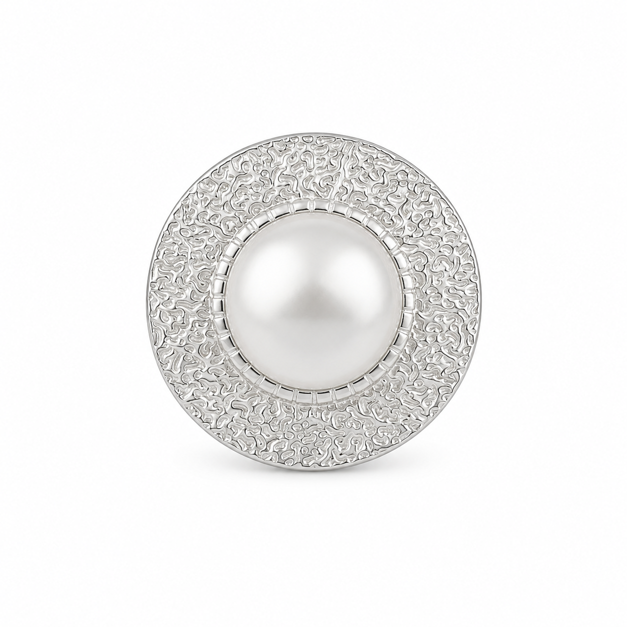 PP005 – Silver White Pearl Statement Prsten