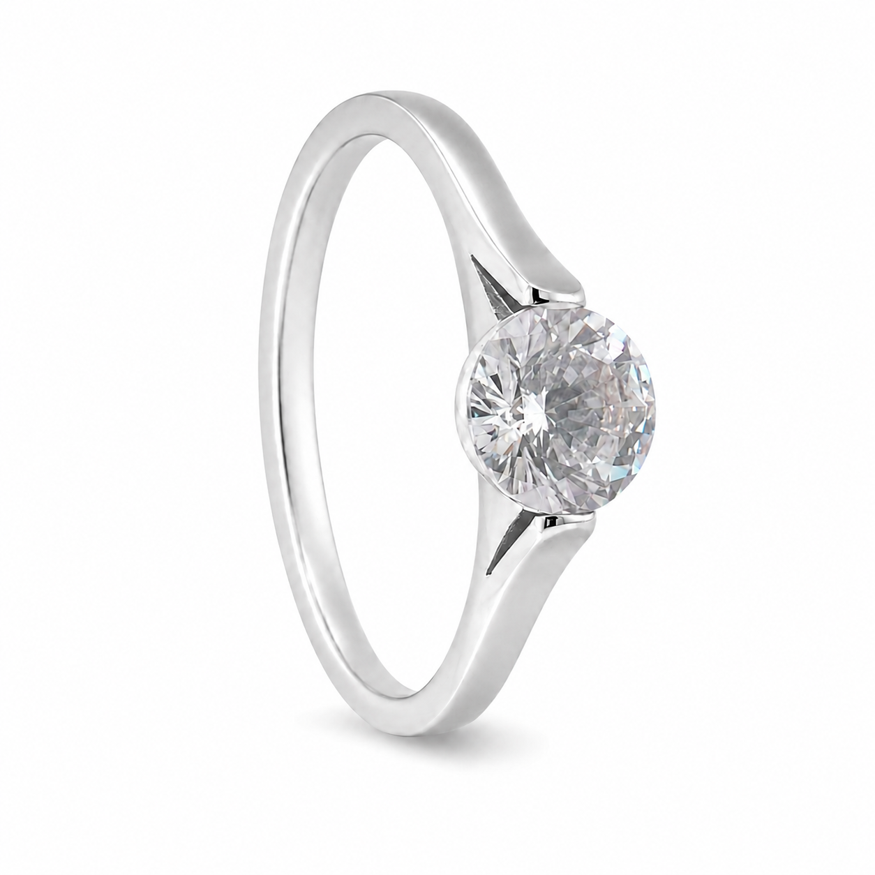 PP010 – Silver Oval Crystal Solitaire Prsten