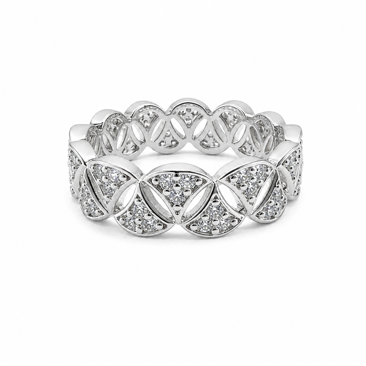 PP036 – Silver Pavé Diamond Lattice Eternity Prsten