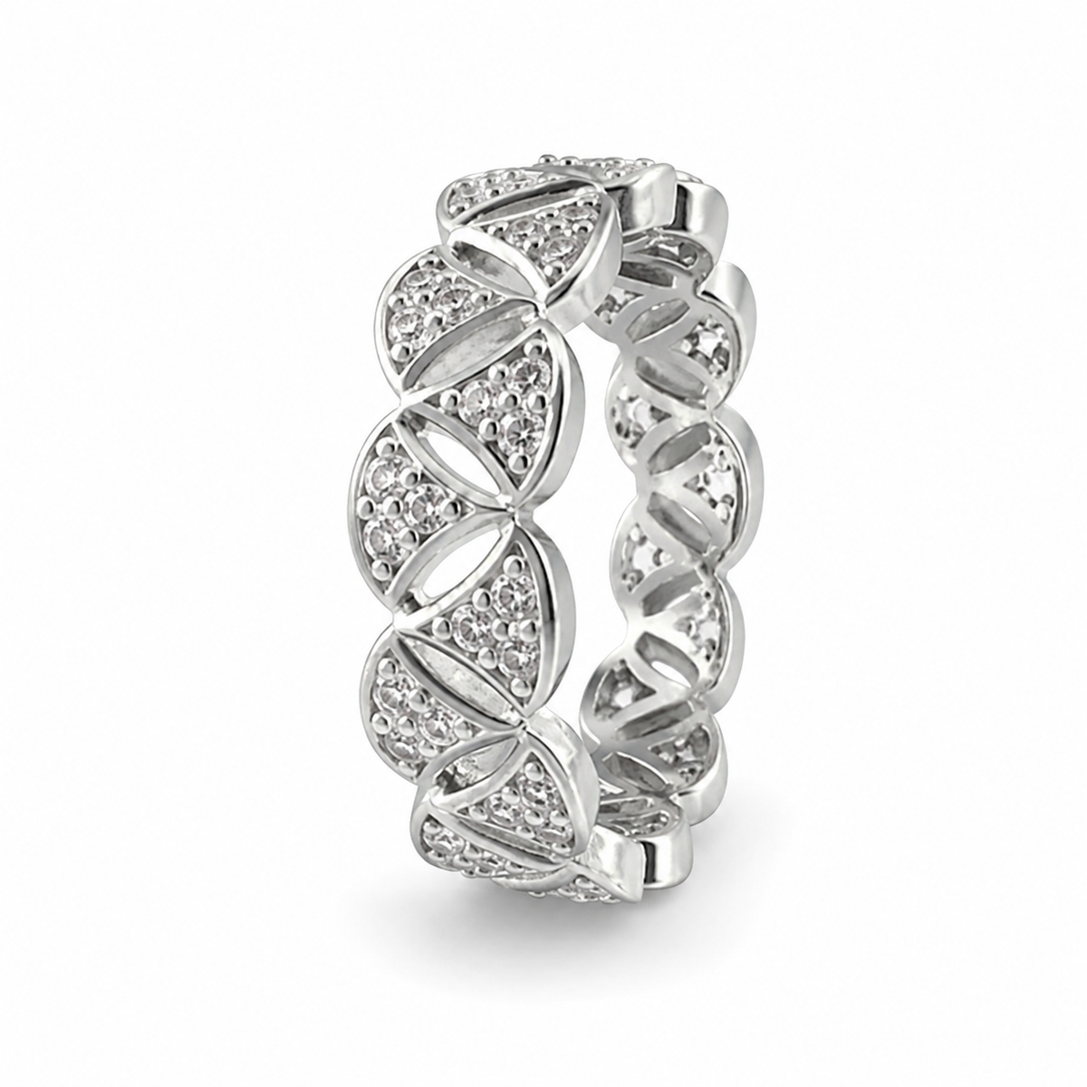 PP036 – Silver Pavé Diamond Lattice Eternity Prsten