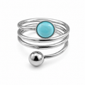 PP011 – Silver Turquoise & Ball Spiral Open Prsten