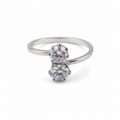 PP012 – Silver Twin Crystal Prong Prsten