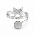 PP018 – Silver Butterfly I Love You Spiral Open Prsten