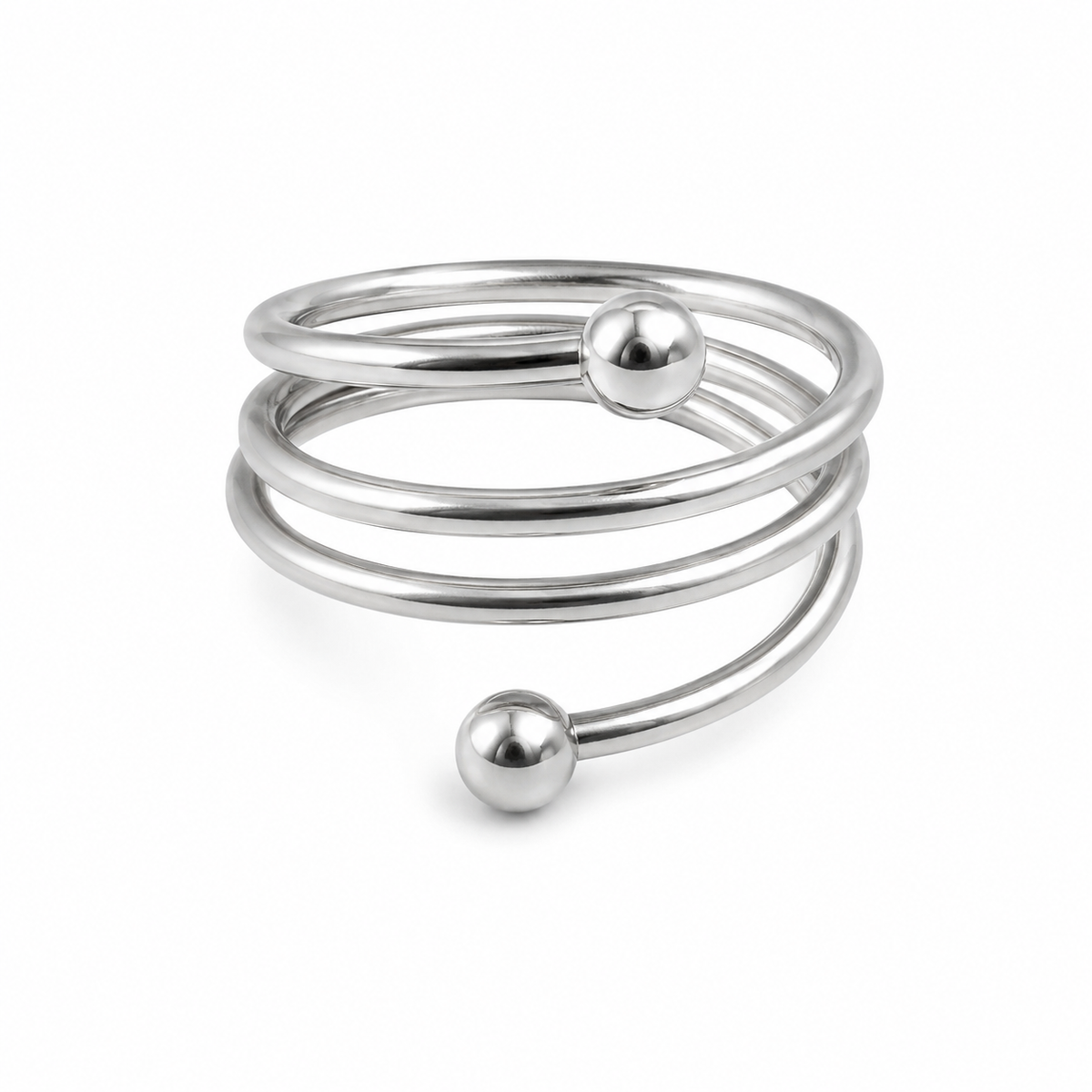 PP021 – Silver Multi-Spiral Ball Open Prsten