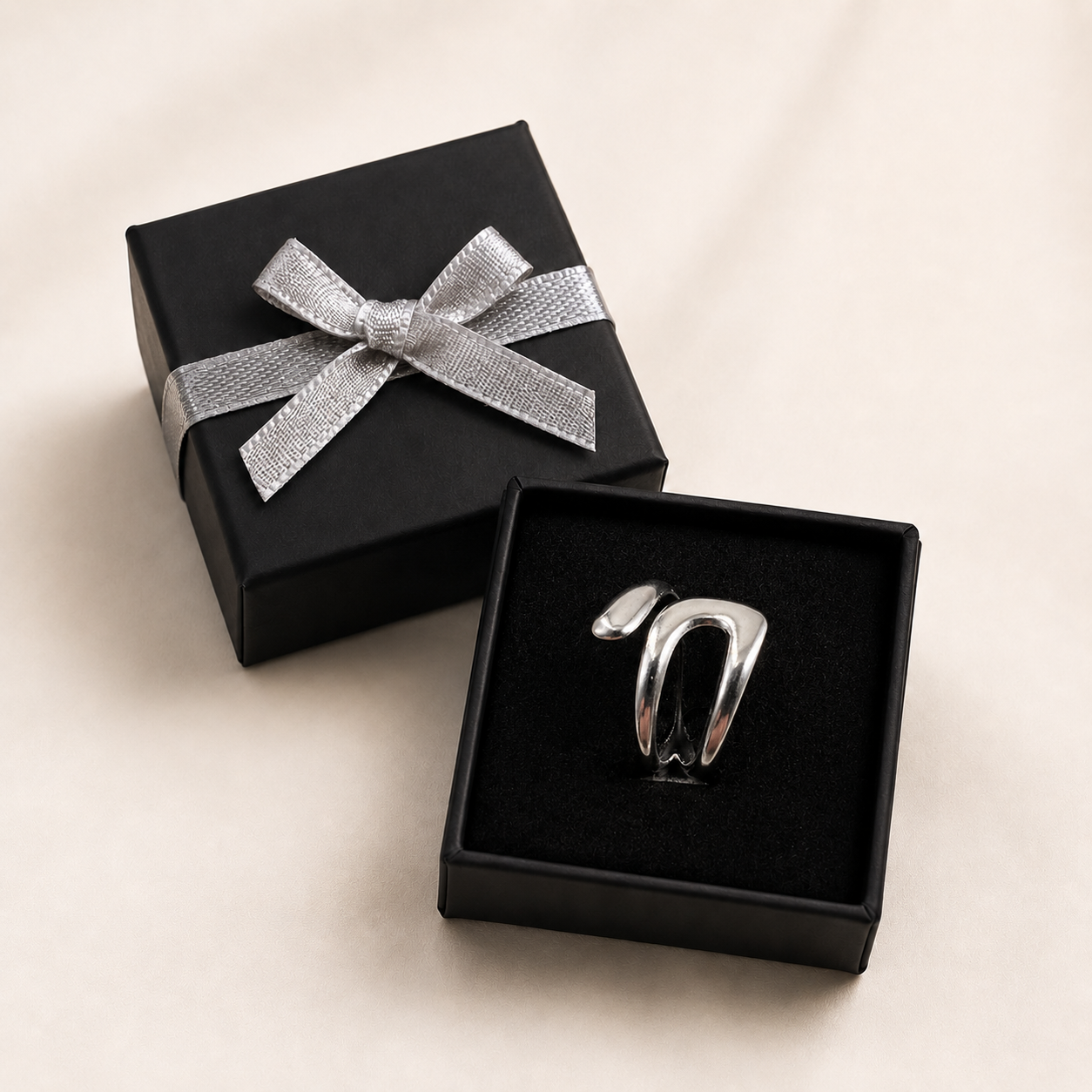 PP022 – Silver Fortune Organic Open Prsten