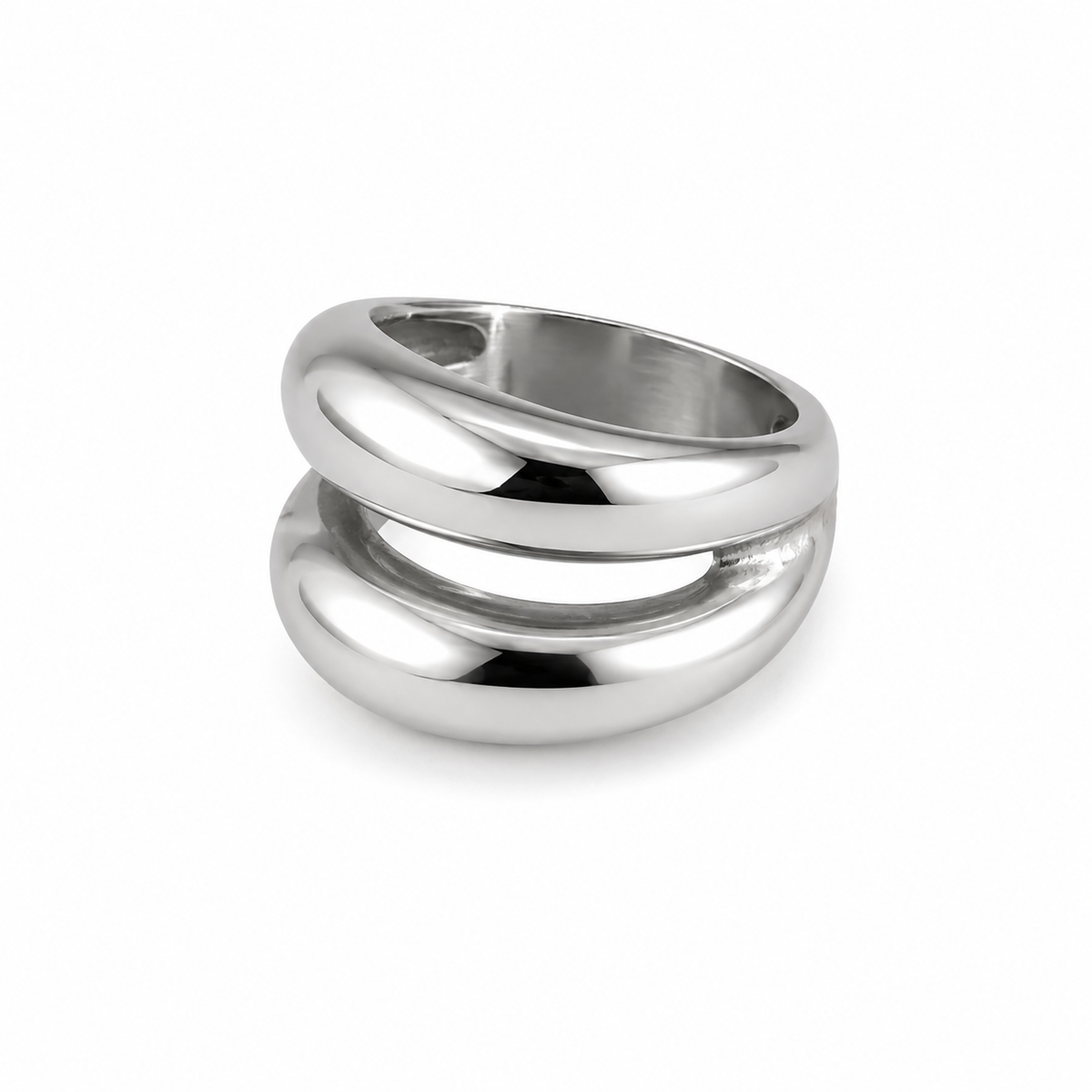 PP024 – Silver Twin Dome Bold Prsten