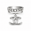 PP029 – Silver Chain Band Twin Curve Charm Prsten