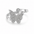 PP031 – Silver Pavé Butterfly Spiral Crystal Prsten