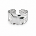 PP032 – Silver Wide Hammered Cuff Open Prsten
