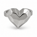 PP040 – Silver Faceted Geometric Heart Prsten