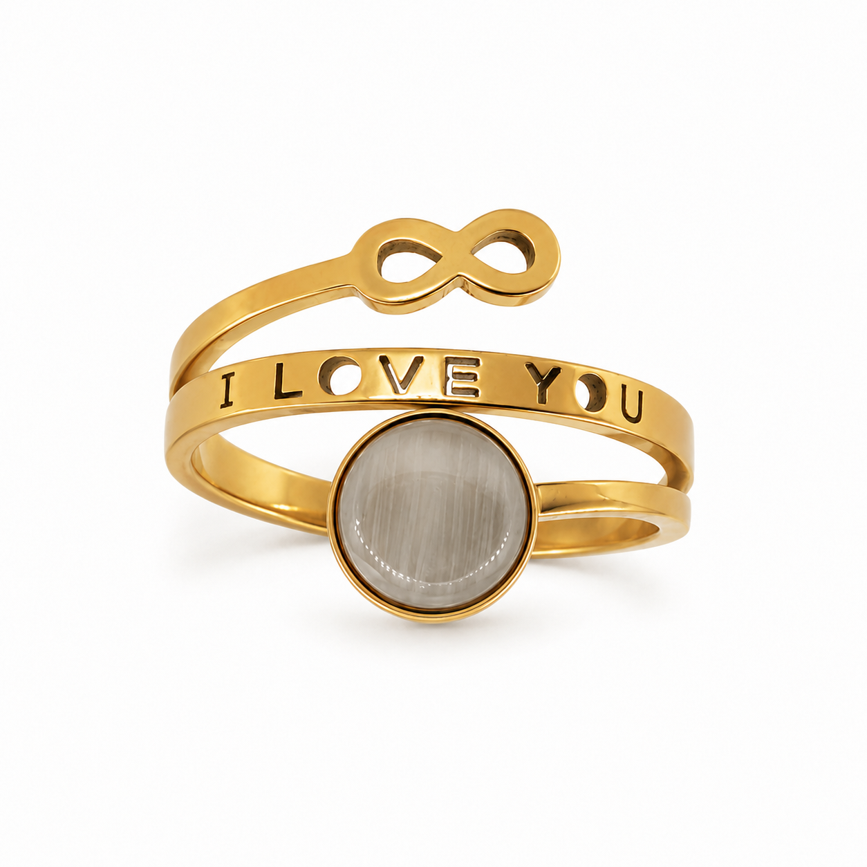 PP015G – Gold Double Band Infinity Love Stone Prsten