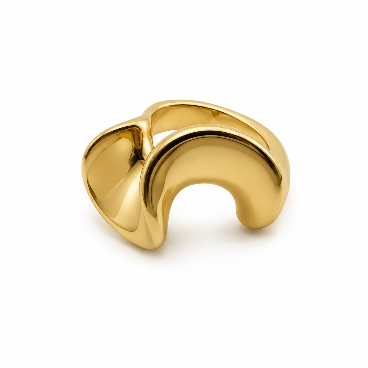 PP016G – Gold Chunky Double Arc Sculptural Prsten