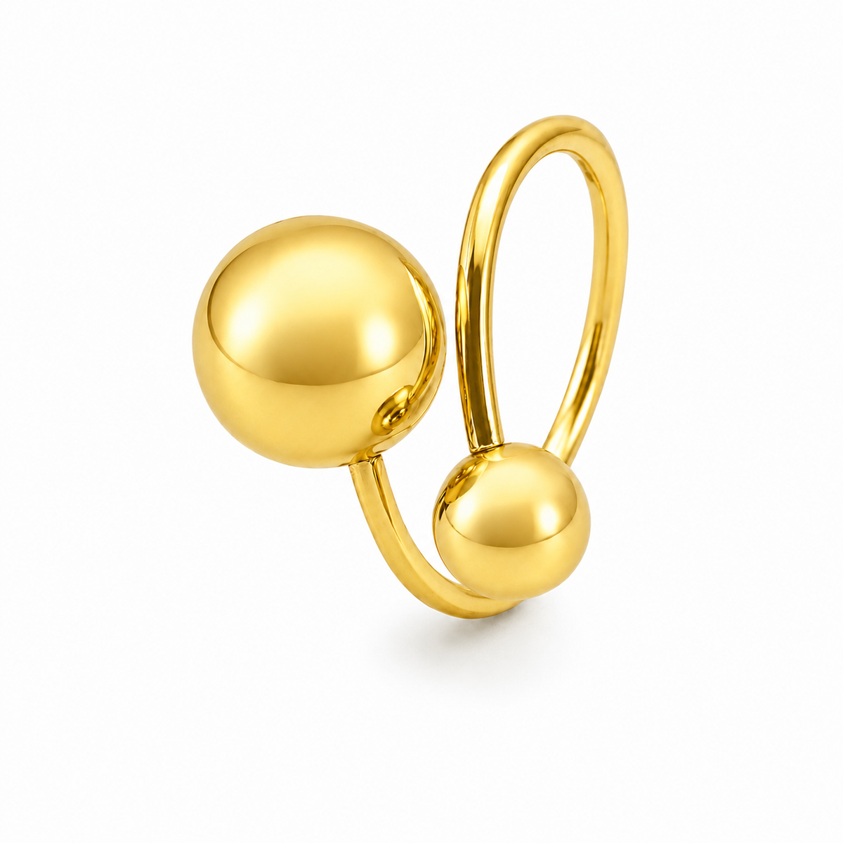 PP018G – Gold Duo Ball Bypass Open Prsten