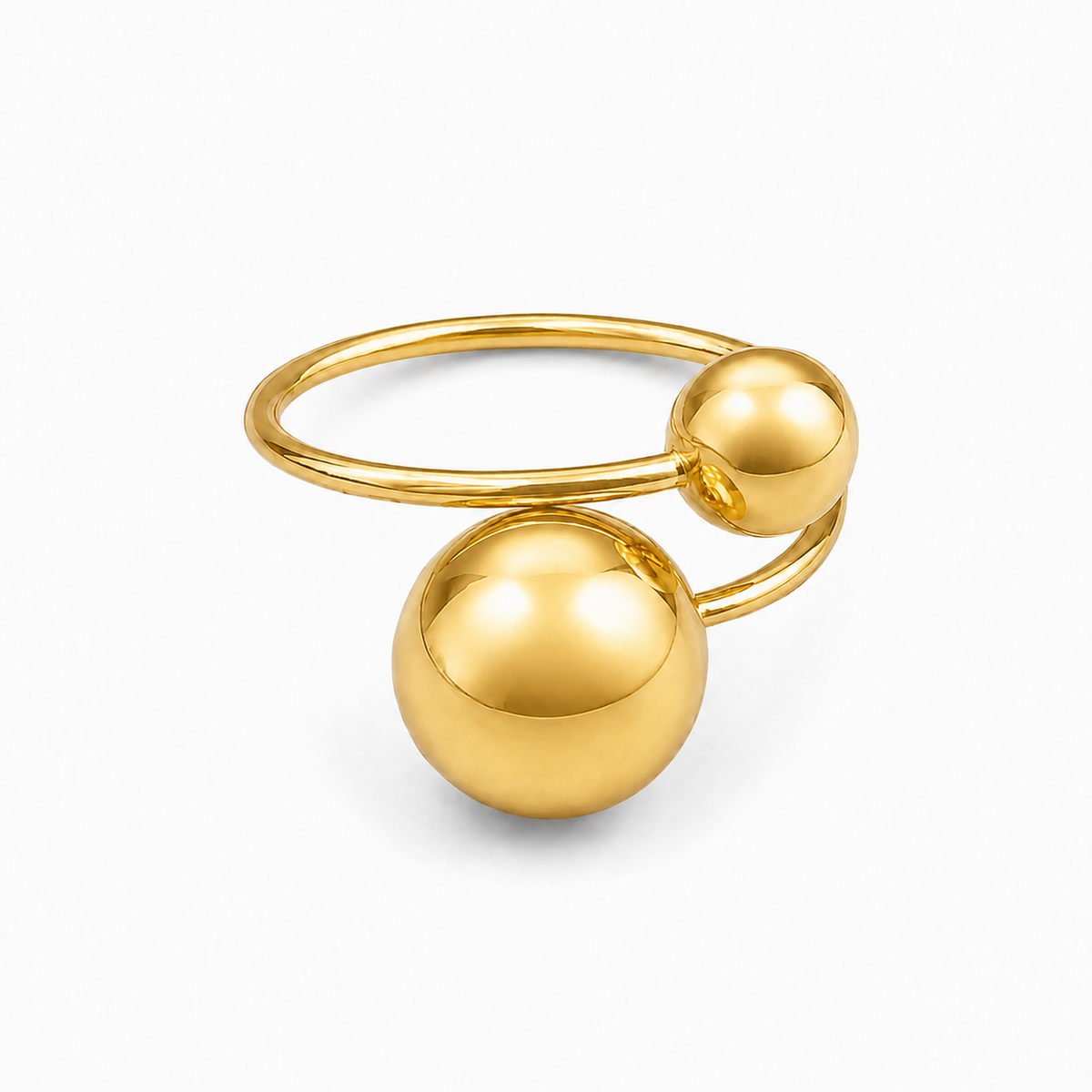 PP018G – Gold Duo Ball Bypass Open Prsten