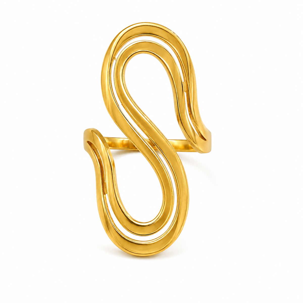 PP019G – Gold Fluid Double Loop Sculptural Prsten