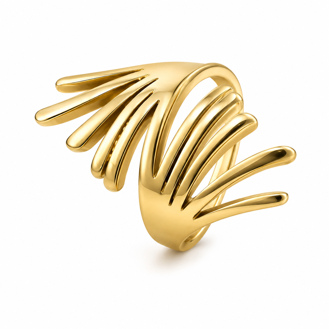 PP020G – Gold Multi Ray Wing Sculptural Prsten
