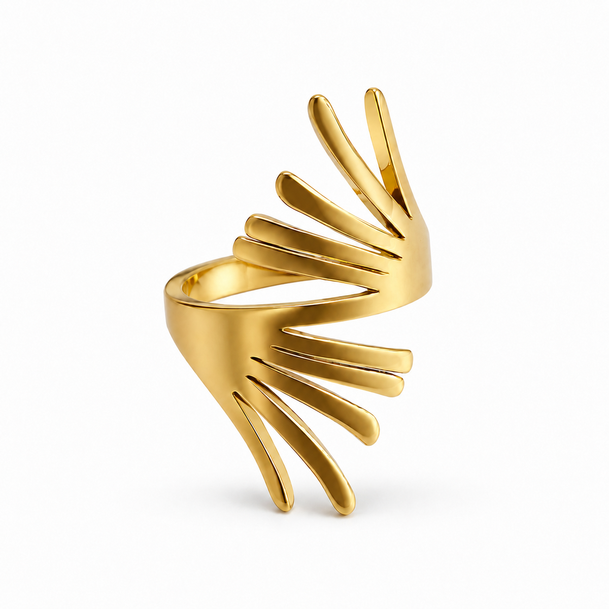 PP020G – Gold Multi Ray Wing Sculptural Prsten