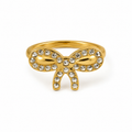 PP011G – Gold Pavé Crystal Bow Prsten