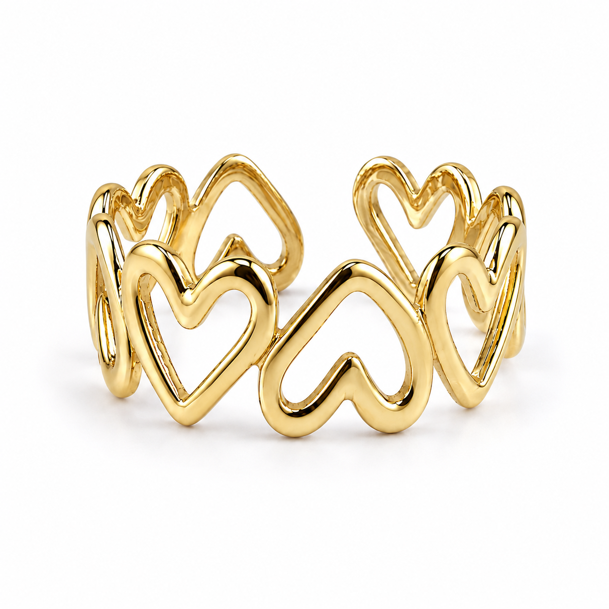 PP013G – Gold Multi Heart Eternity Band Prsten