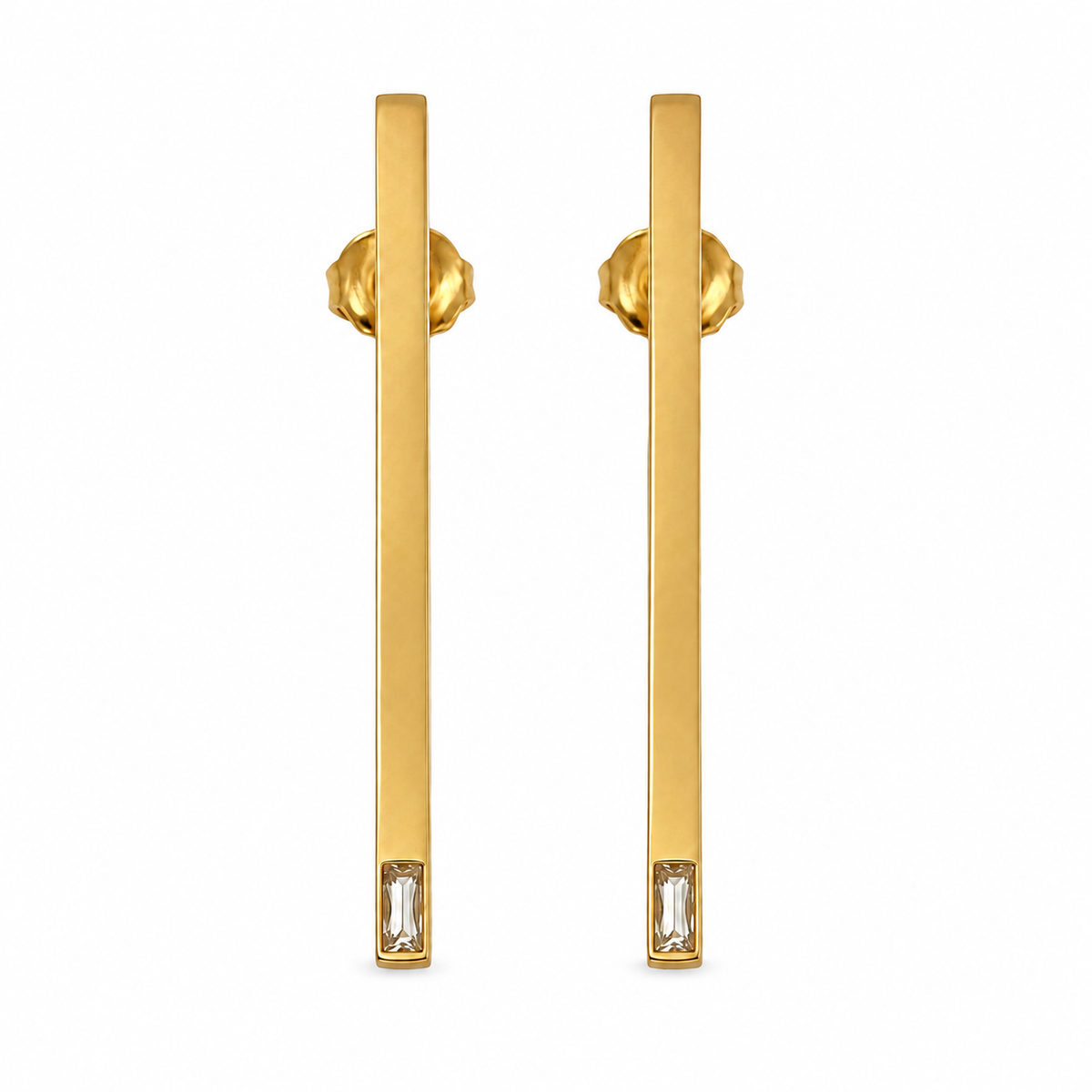 PM022G – Gold Arch Bar Single Baguette Stud Minđuše