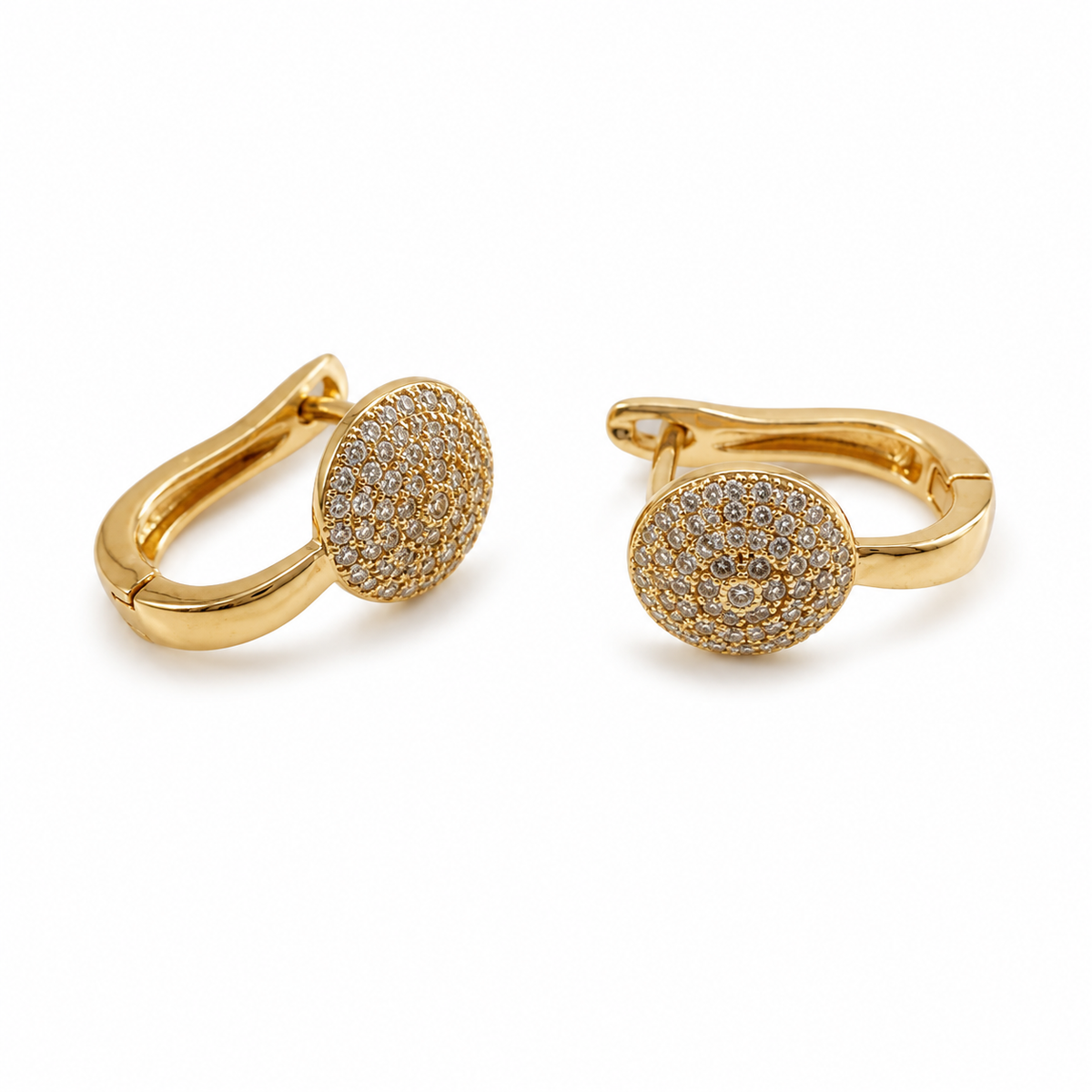PM061G – Gold Circle Full Pavé Huggie Minđuše