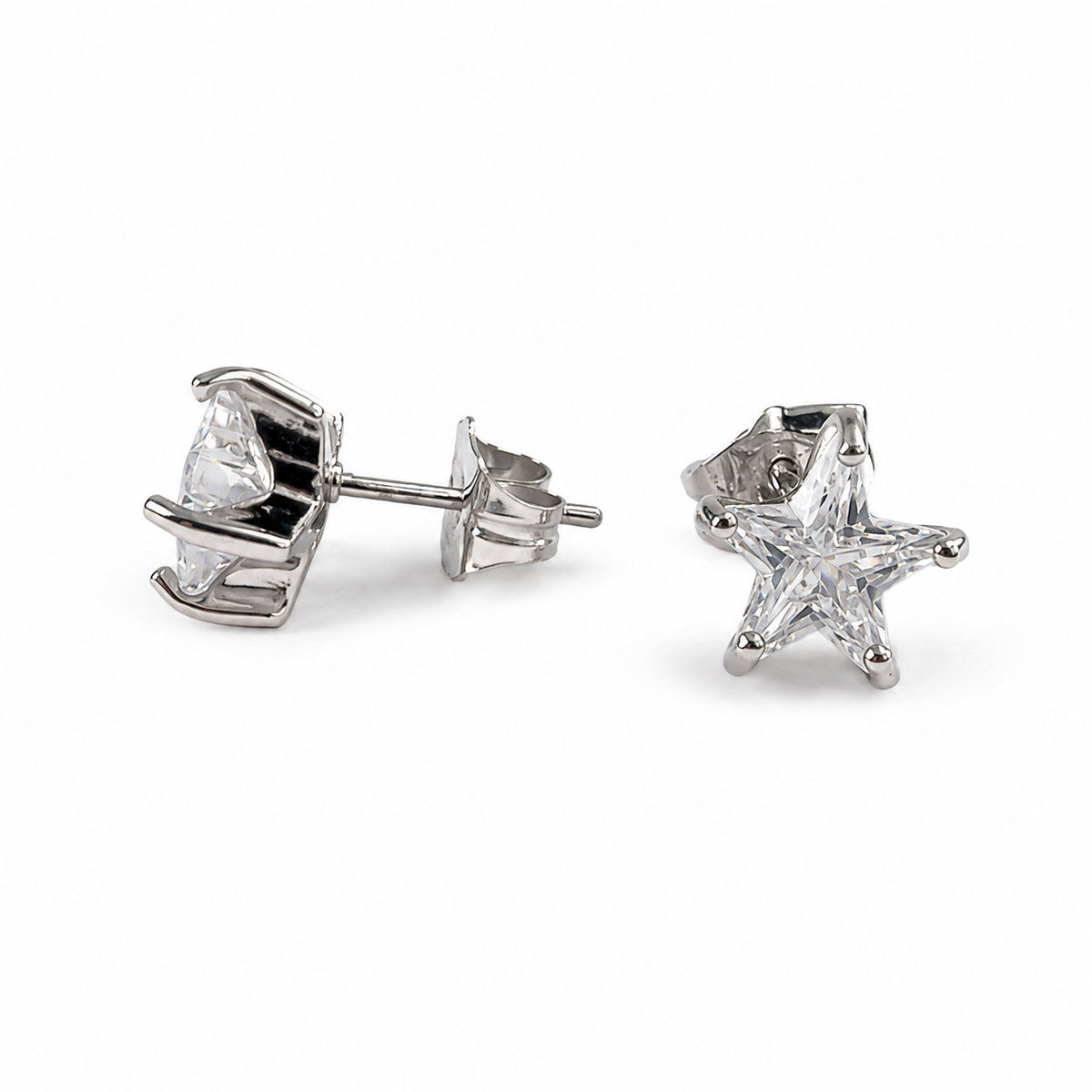 PM156 – Silver CZ Star Cut Stud Minđuše