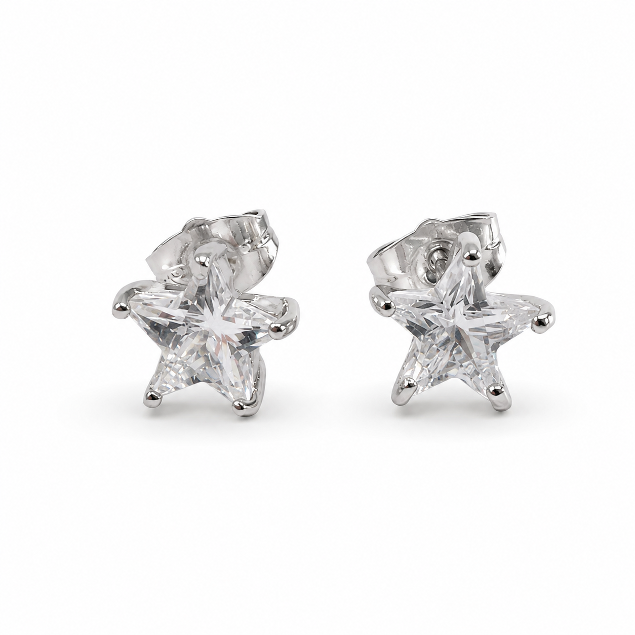 PM156 – Silver CZ Star Cut Stud Minđuše