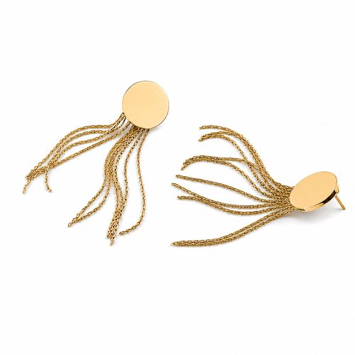 PM036G – Gold Disc Chain Fringe Minđuše