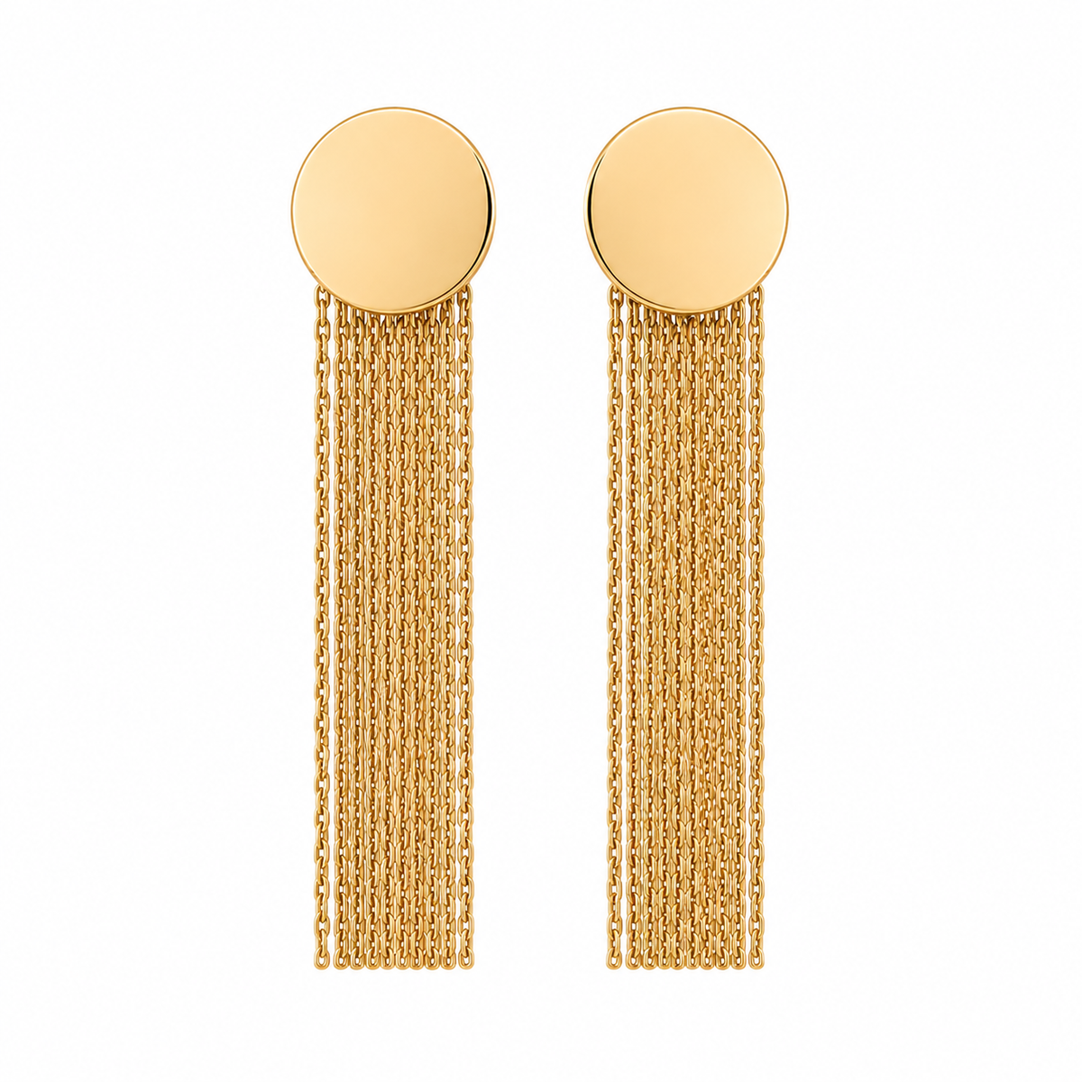 PM036G – Gold Disc Chain Fringe Minđuše