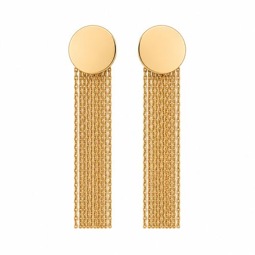 PM036G – Gold Disc Chain Fringe Minđuše