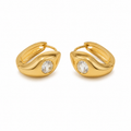 PM065G – Gold Dome Bezel CZ Huggie Minđuše