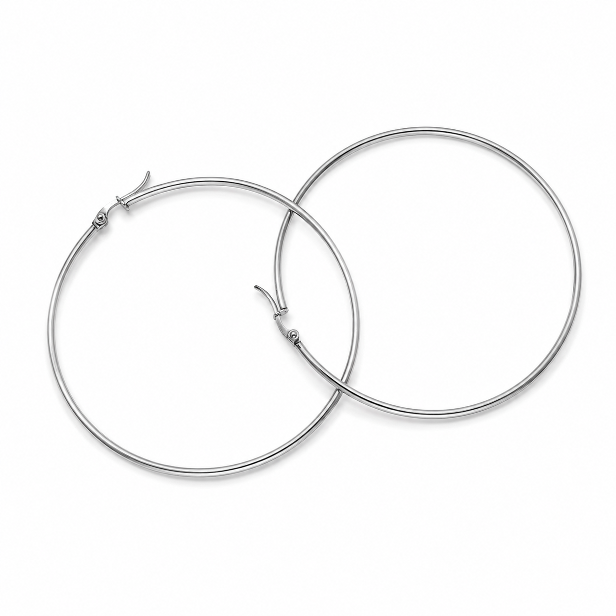 PM149 – Silver Thin Plain 58 mm Hoop Minđuše