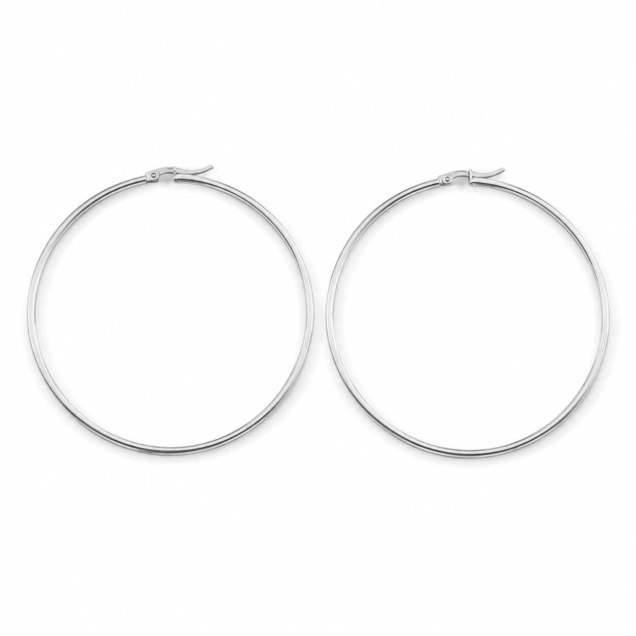 PM149 – Silver Thin Plain 58 mm Hoop Minđuše