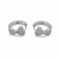 PM152 – Silver Pavé Infinity Heart Huggie Minđuše