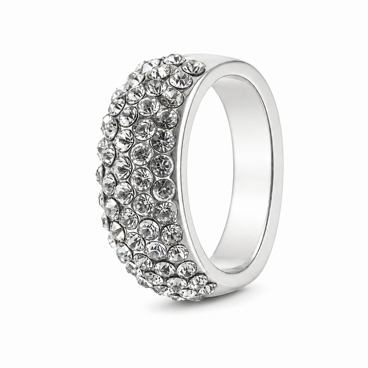 PP014 – Silver Crystal Pavé Dome Prsten