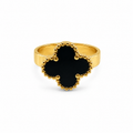 PP003G – Gold Black Clover Wide Band Prsten