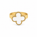 PP004G – Gold White Clover Wide Band Prsten